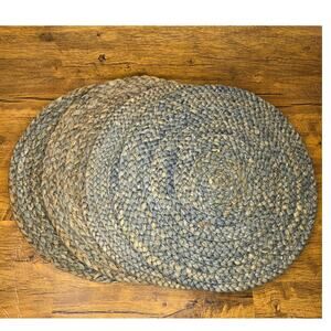 Threshold Woven Blue Grey Tan Jute Maize Round Place Mat Charger Dining 15in
